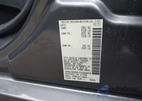 2023 Nissan Altima S Fwd z USA, uszkodzony, nr VIN 1N4BL4BV6PN356004